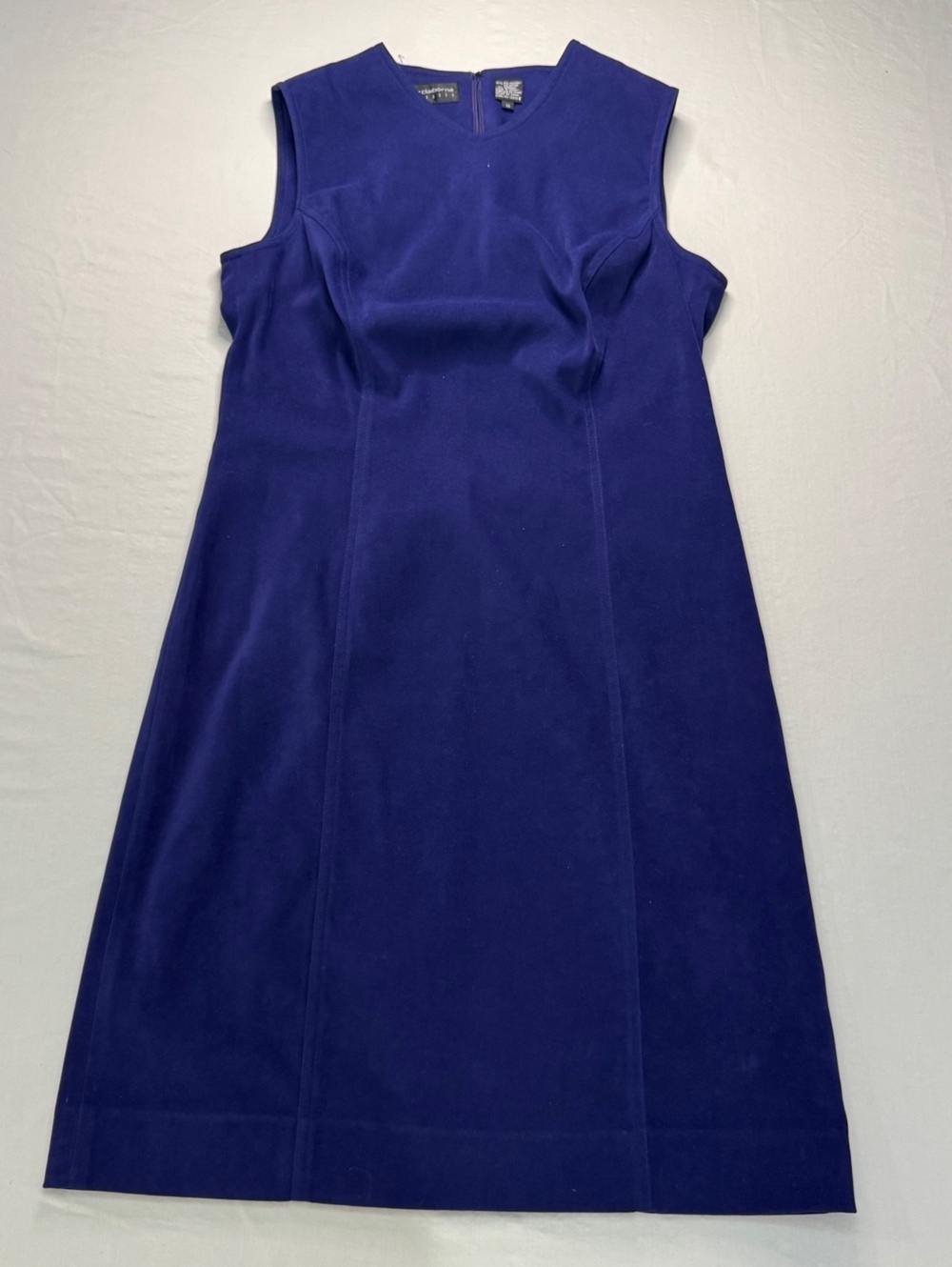 Liz Claiborne Petites 10 Blue Sleeveless Dress V Neck Tailored Classic